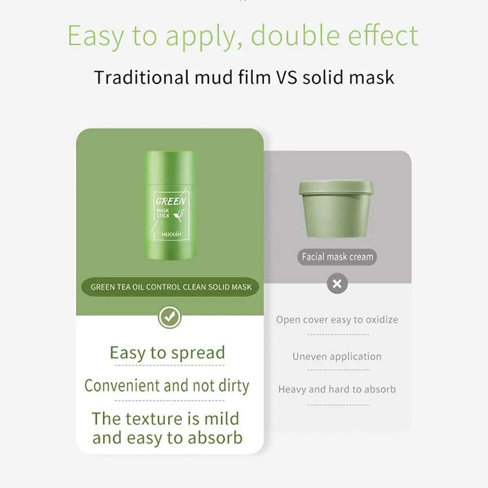 Green Tea Cleansing Mask For Facial Skin Care Deep Pore Cleansing For Blackhead Control Natural Green Tea Mud Mask Stick 40g