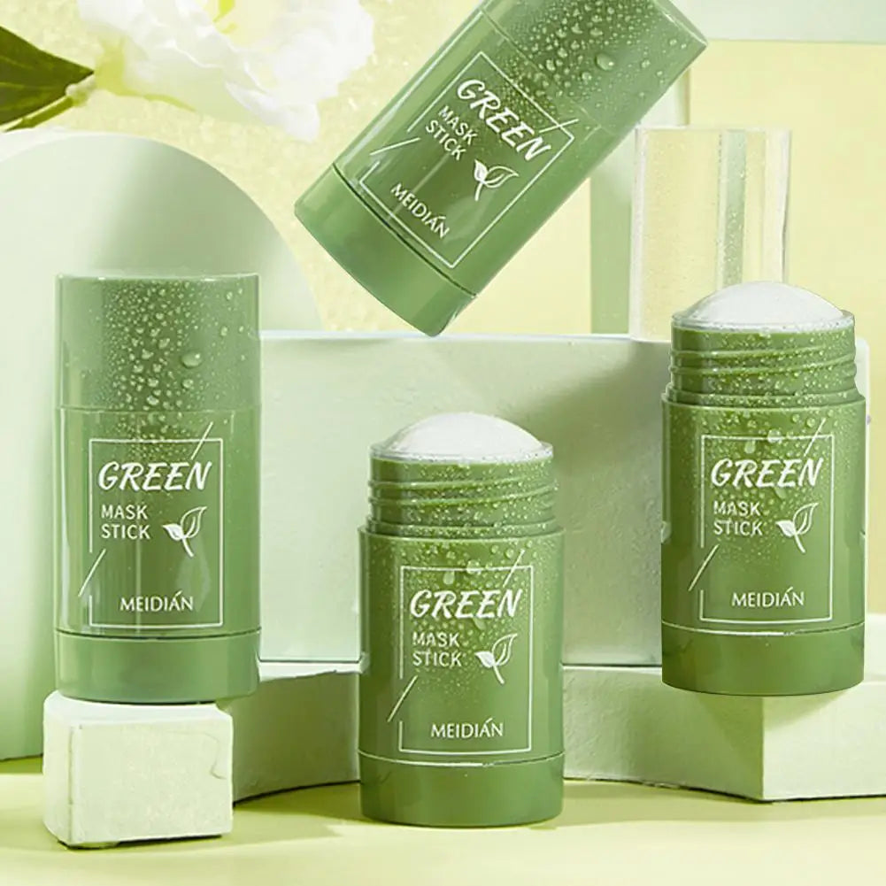 Green Tea Cleansing Mask For Facial Skin Care Deep Pore Cleansing For Blackhead Control Natural Green Tea Mud Mask Stick 40g